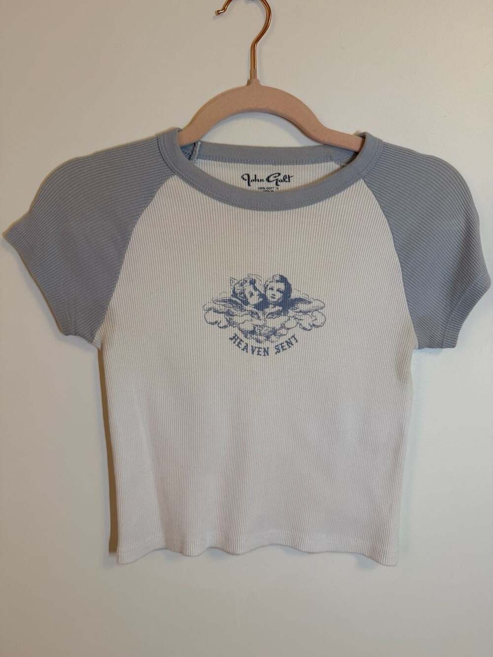 John Galt Heaven Sent Graphic Ribbed Ringer T-Shirt